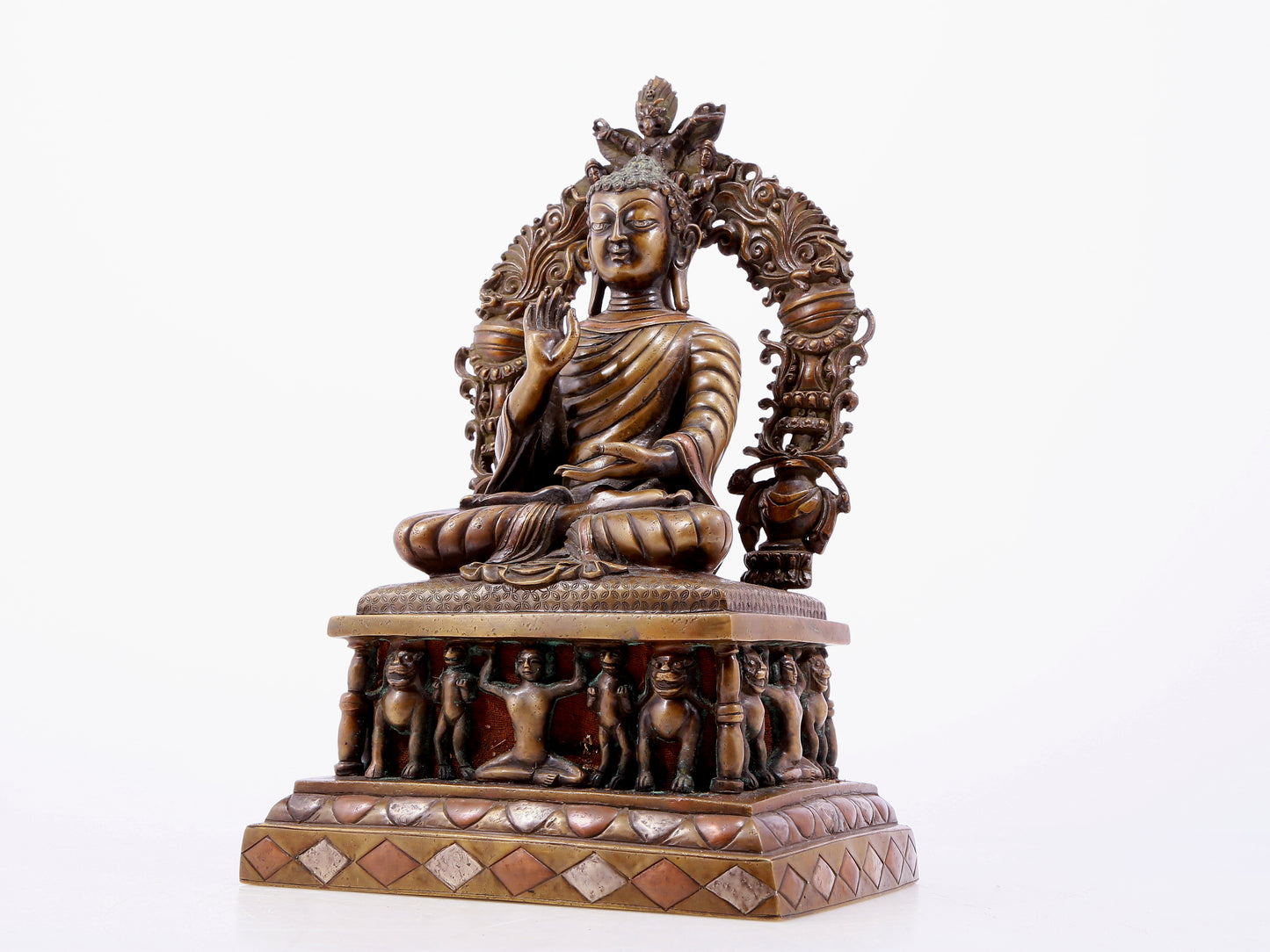 An Archaic Alloy-Copper Silver-Inlaid Figure Of Buddha Shakyamuni
