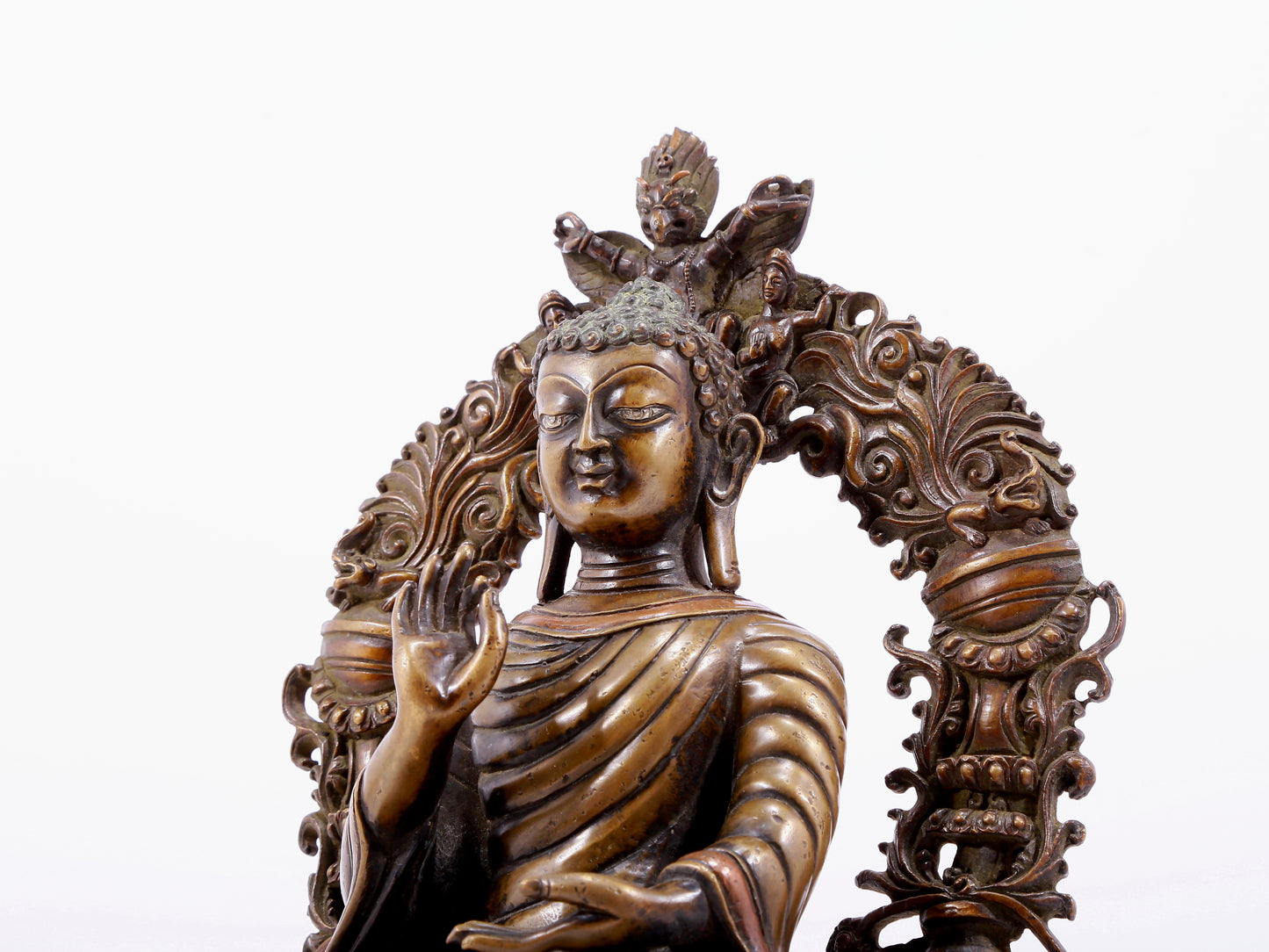 An Archaic Alloy-Copper Silver-Inlaid Figure Of Buddha Shakyamuni
