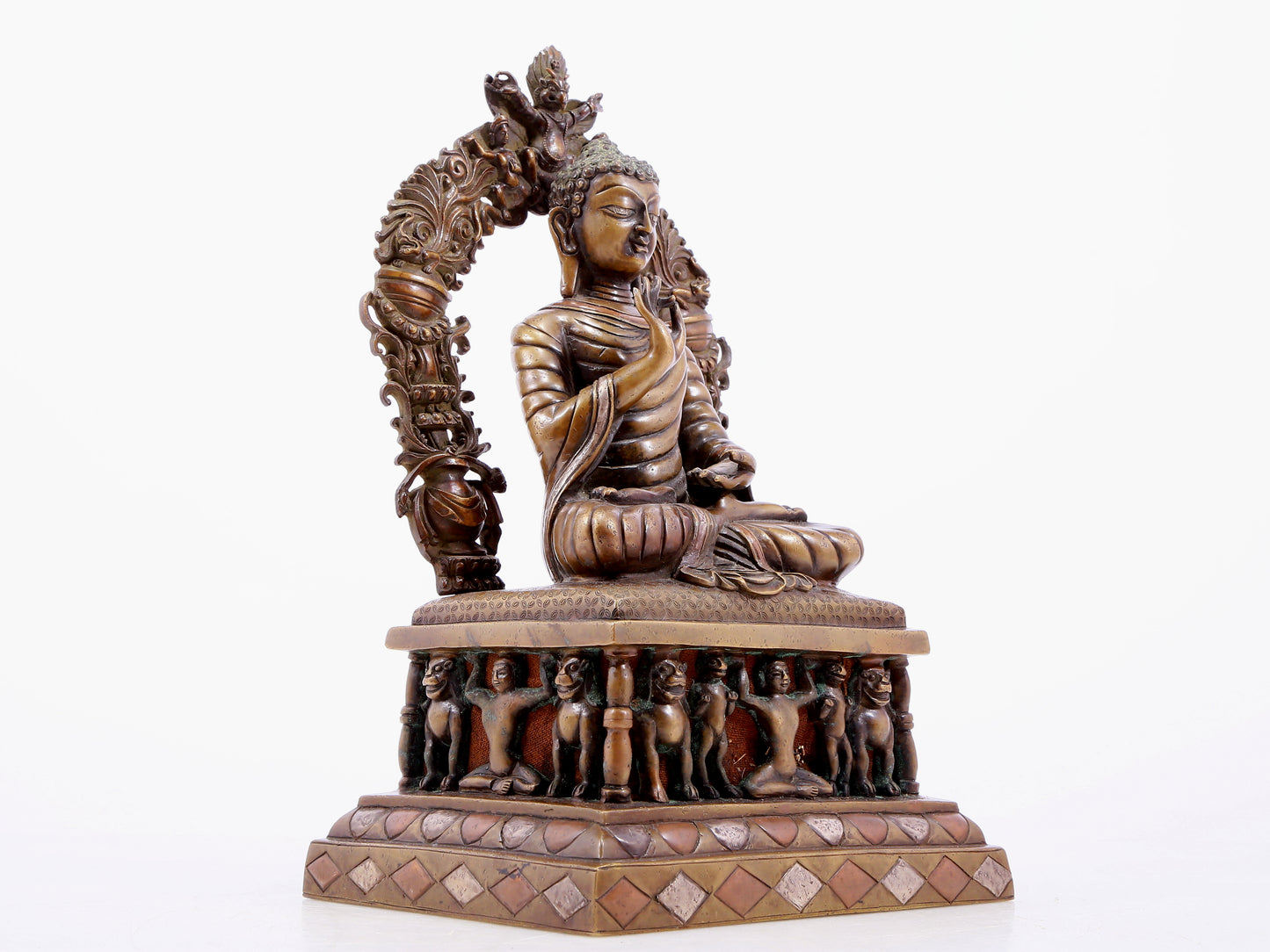 An Archaic Alloy-Copper Silver-Inlaid Figure Of Buddha Shakyamuni