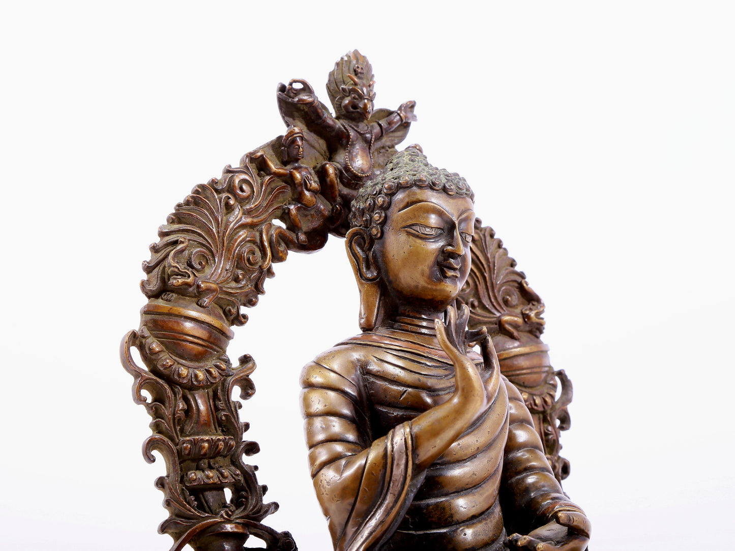 An Archaic Alloy-Copper Silver-Inlaid Figure Of Buddha Shakyamuni