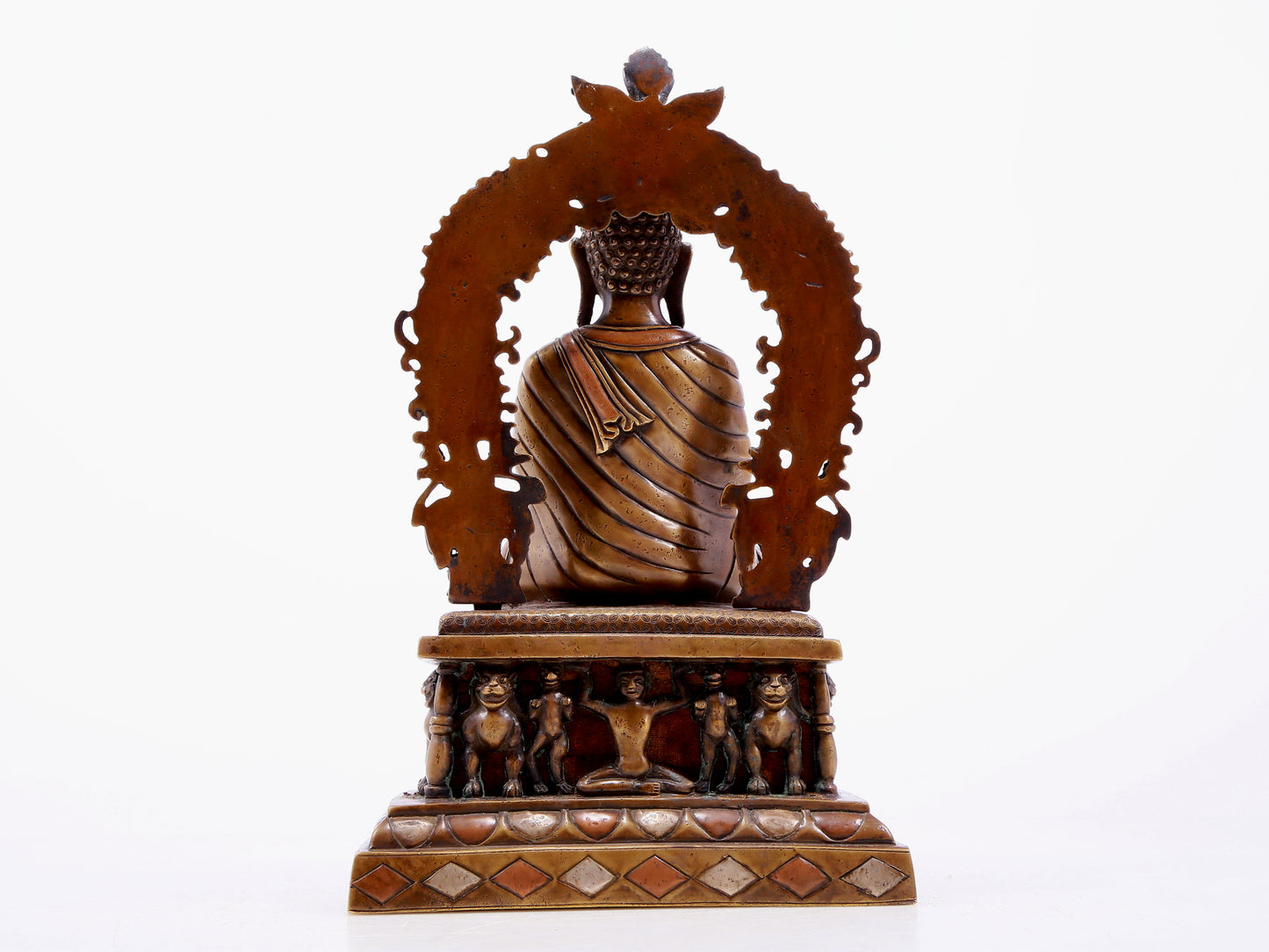 An Archaic Alloy-Copper Silver-Inlaid Figure Of Buddha Shakyamuni