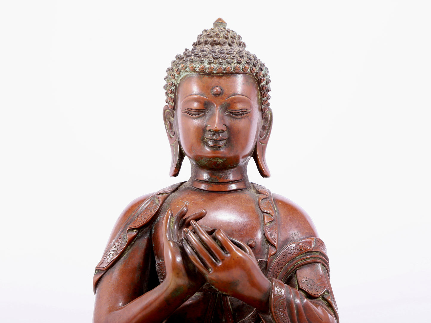 An Archaic Bronze Figure Of Buddha Shakyamuni