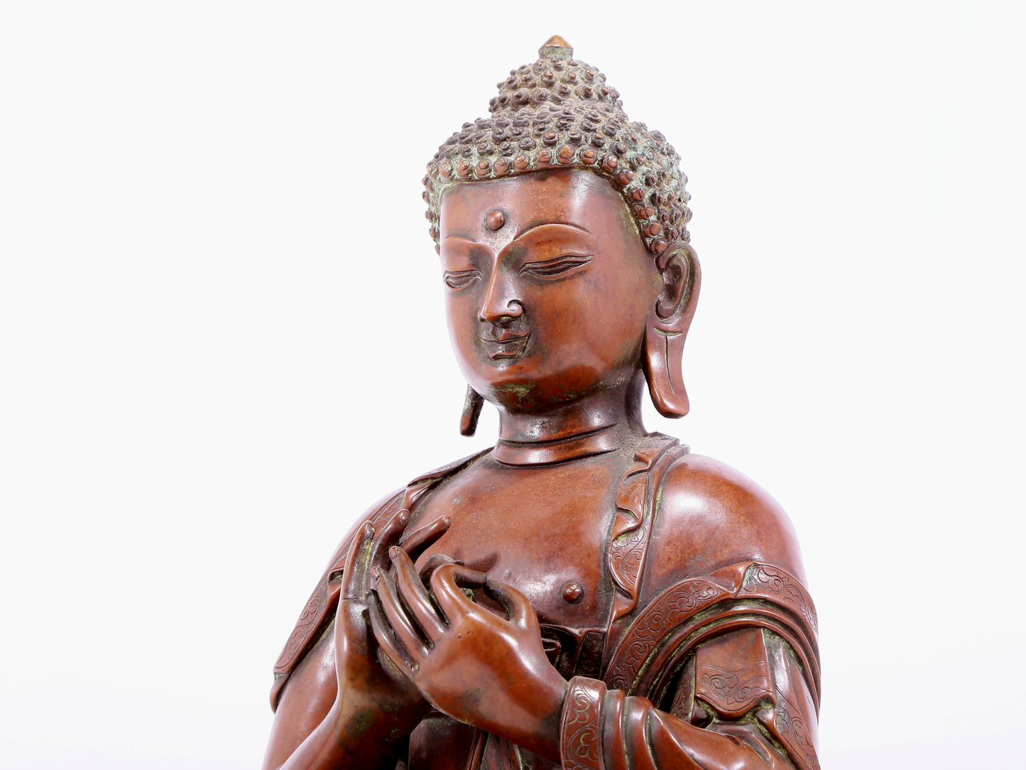 An Archaic Bronze Figure Of Buddha Shakyamuni
