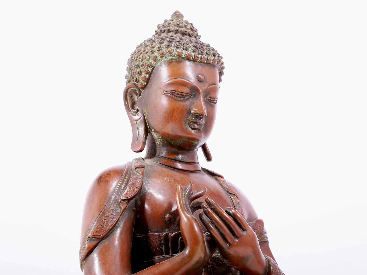 An Archaic Bronze Figure Of Buddha Shakyamuni