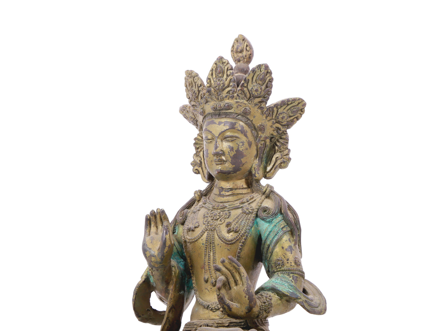 A serene gilt bronze Bodhisattva statue