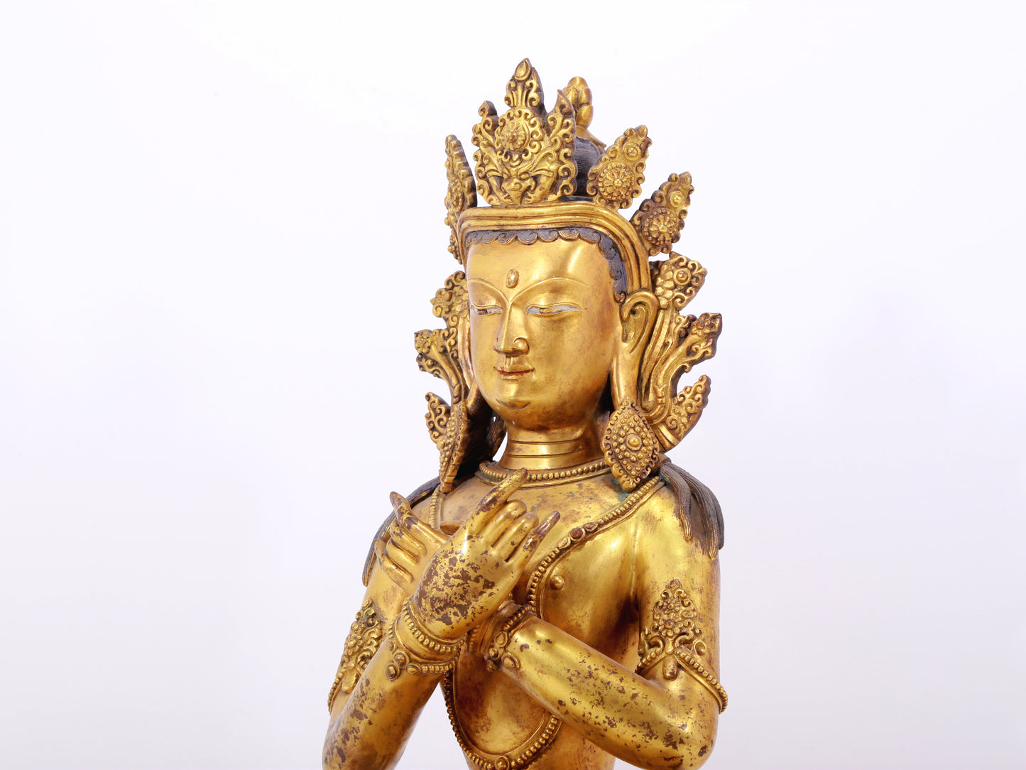 A stunning gilt bronze Bodhisattva statue