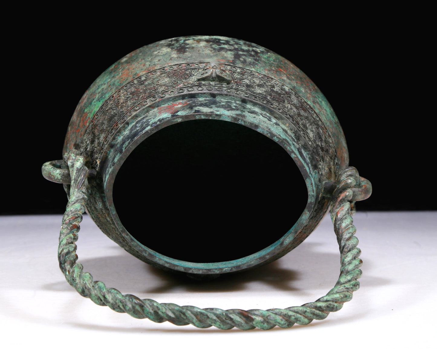 A Fantastic Bronze 'Animal Mask' Jar With Inscriptions And An Overhead Handle