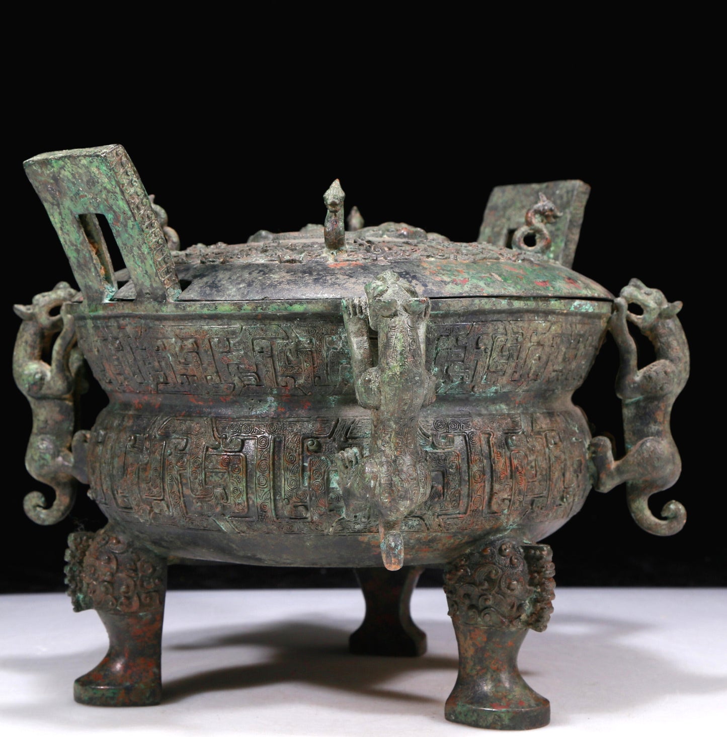 A Fabulous Bronze 'Auspicious Beast' Tripod Censer With Inscriptions