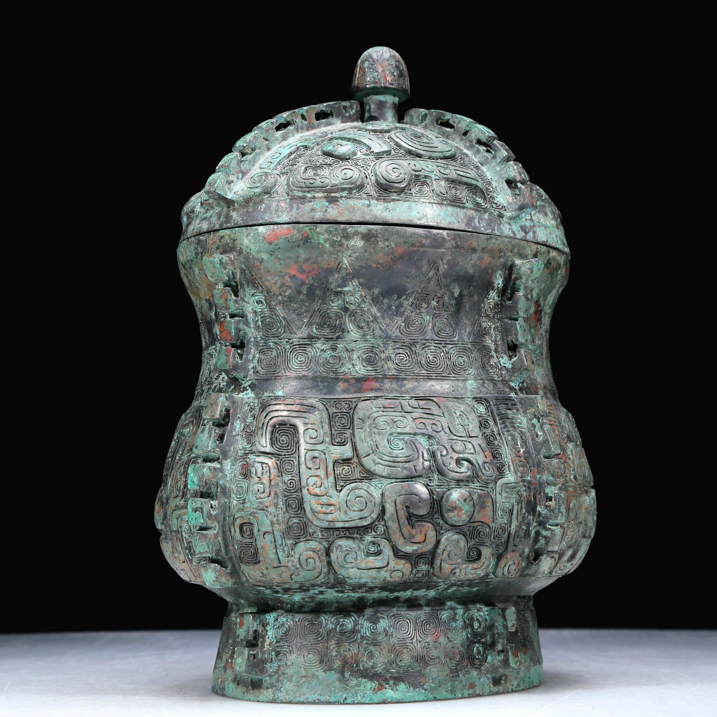 An Archaic Bronze 'Animal Mask' Jar With Inscriptions
