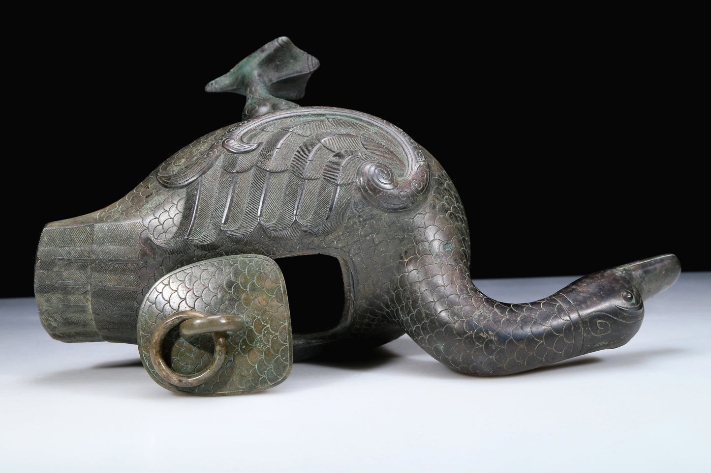 An Archaic Bronze Duck-Form Jar