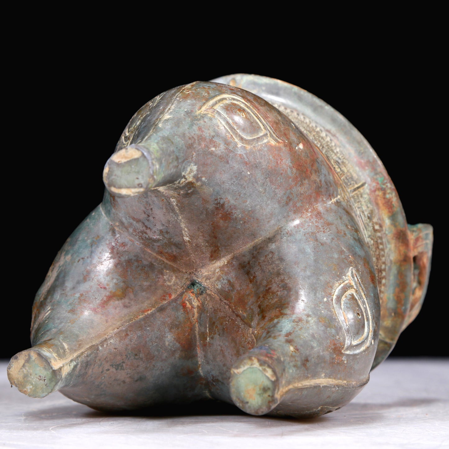 A Superb Bronze 'Animal Mask' Tripod Censer With Inscriptions