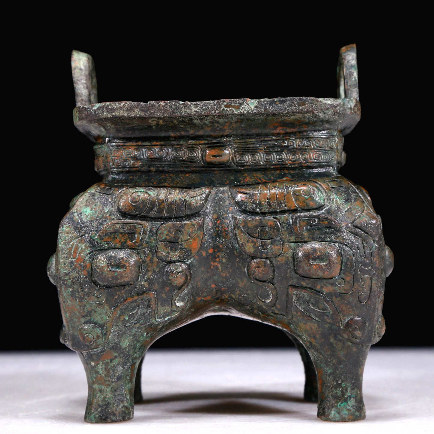 A Superb Bronze 'Animal Mask' Censer