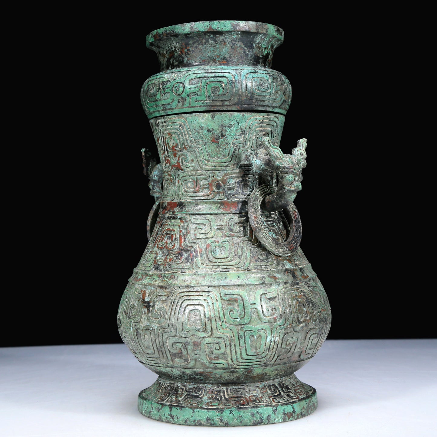 An Archaic Bronze 'Dragon' Vase And Cover With Inscriptions