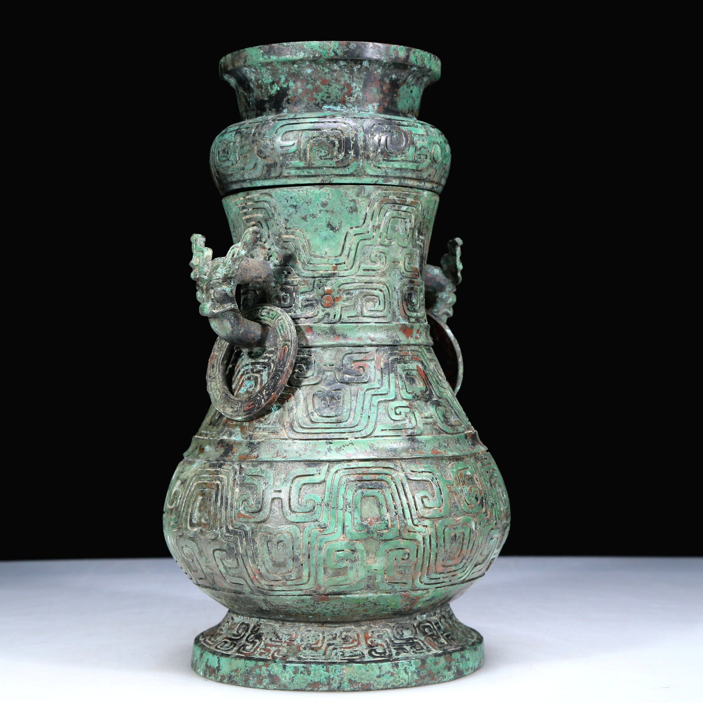 An Archaic Bronze 'Dragon' Vase And Cover With Inscriptions