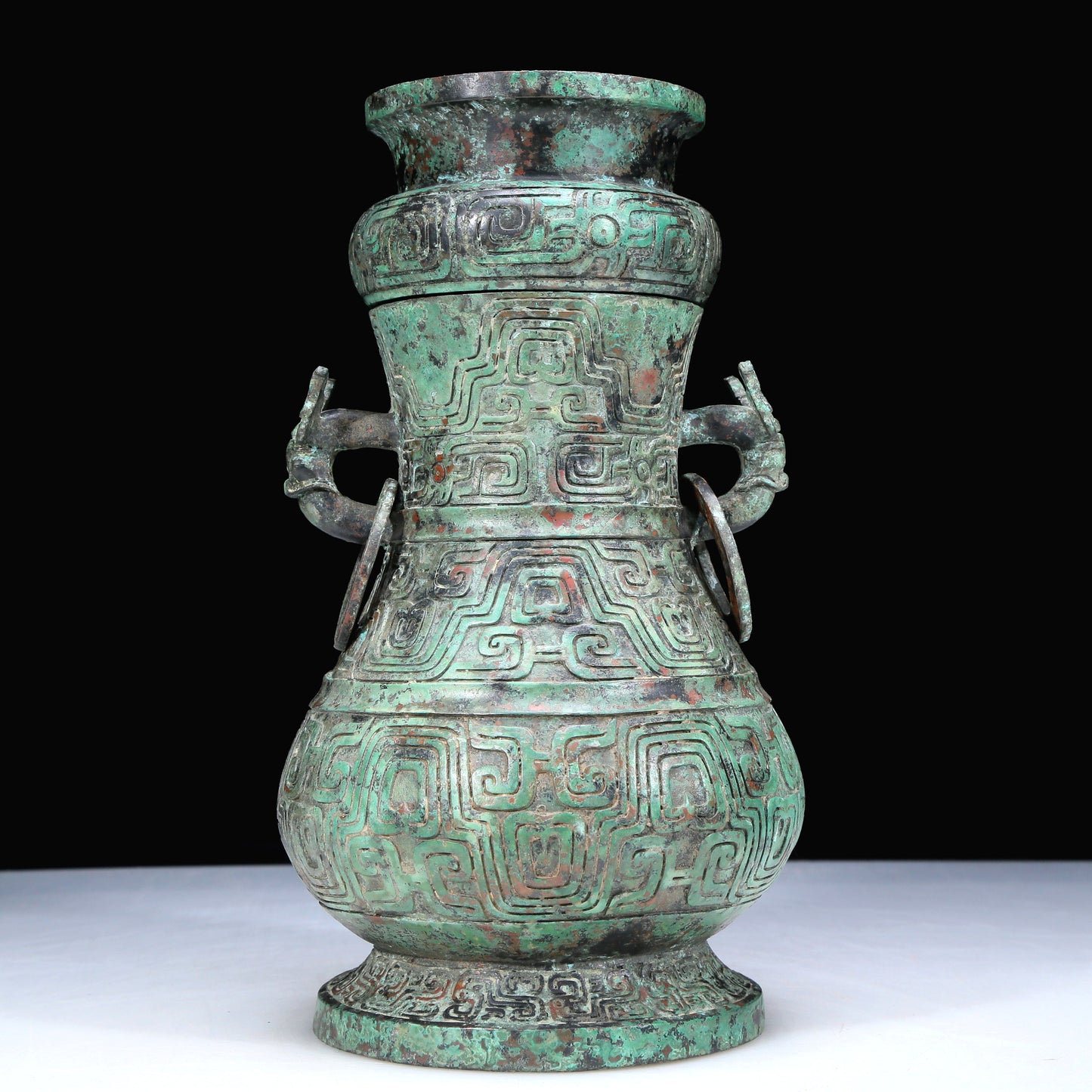 An Archaic Bronze 'Dragon' Vase And Cover With Inscriptions