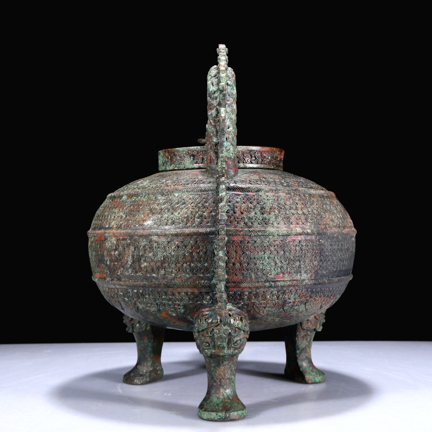 A Superb Bronze 'Dragon' Tripod Ewer With Inscriptions