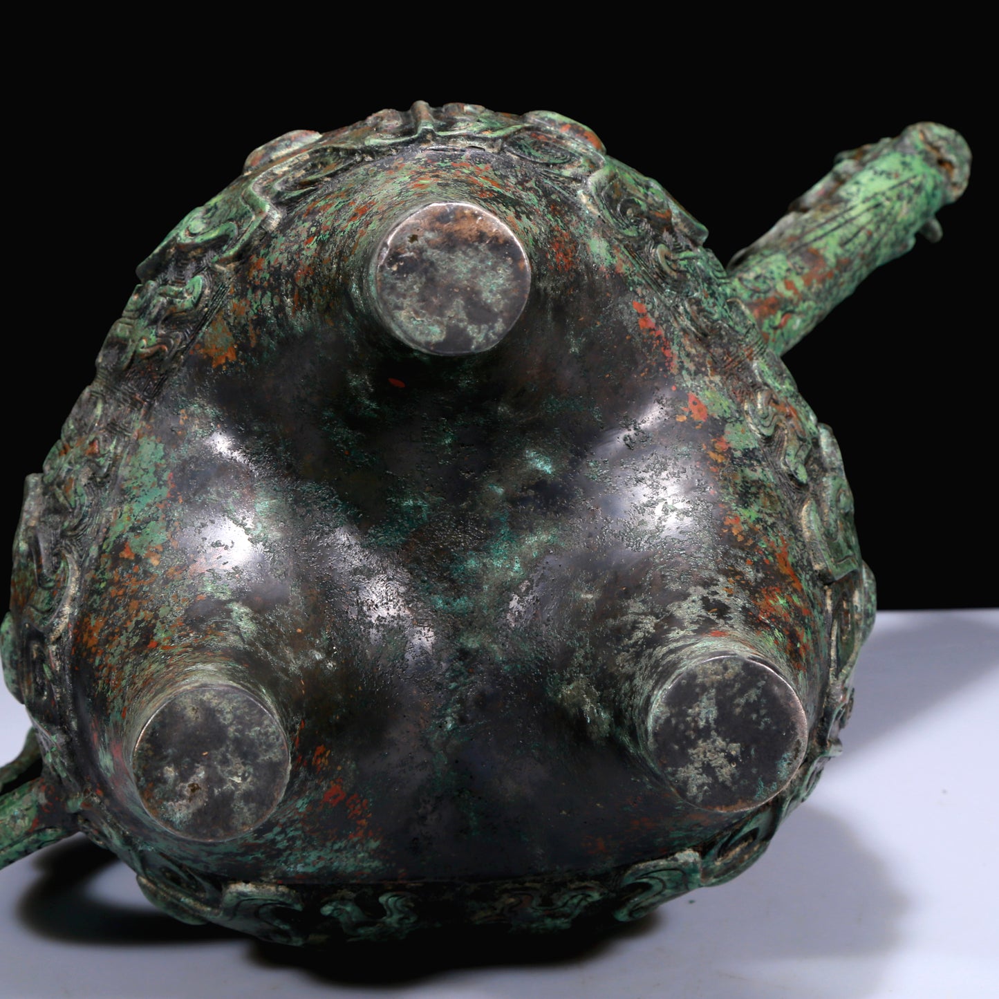 A Superb Bronze 'Animal Mask' Tripod Ewer With Inscriptions