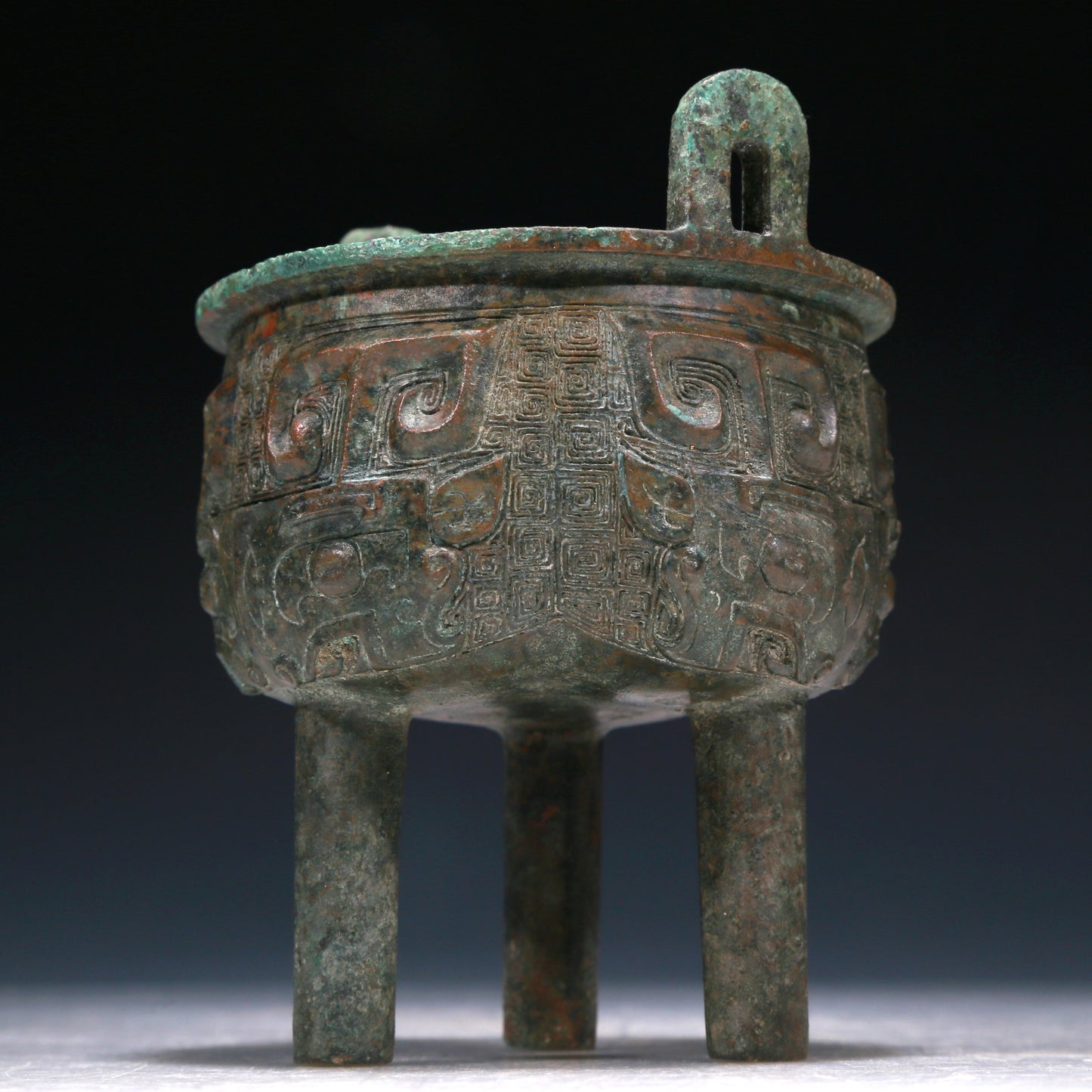 A Wonderful Bronze 'Animal Mask' Tripod Censer With Inscriptions