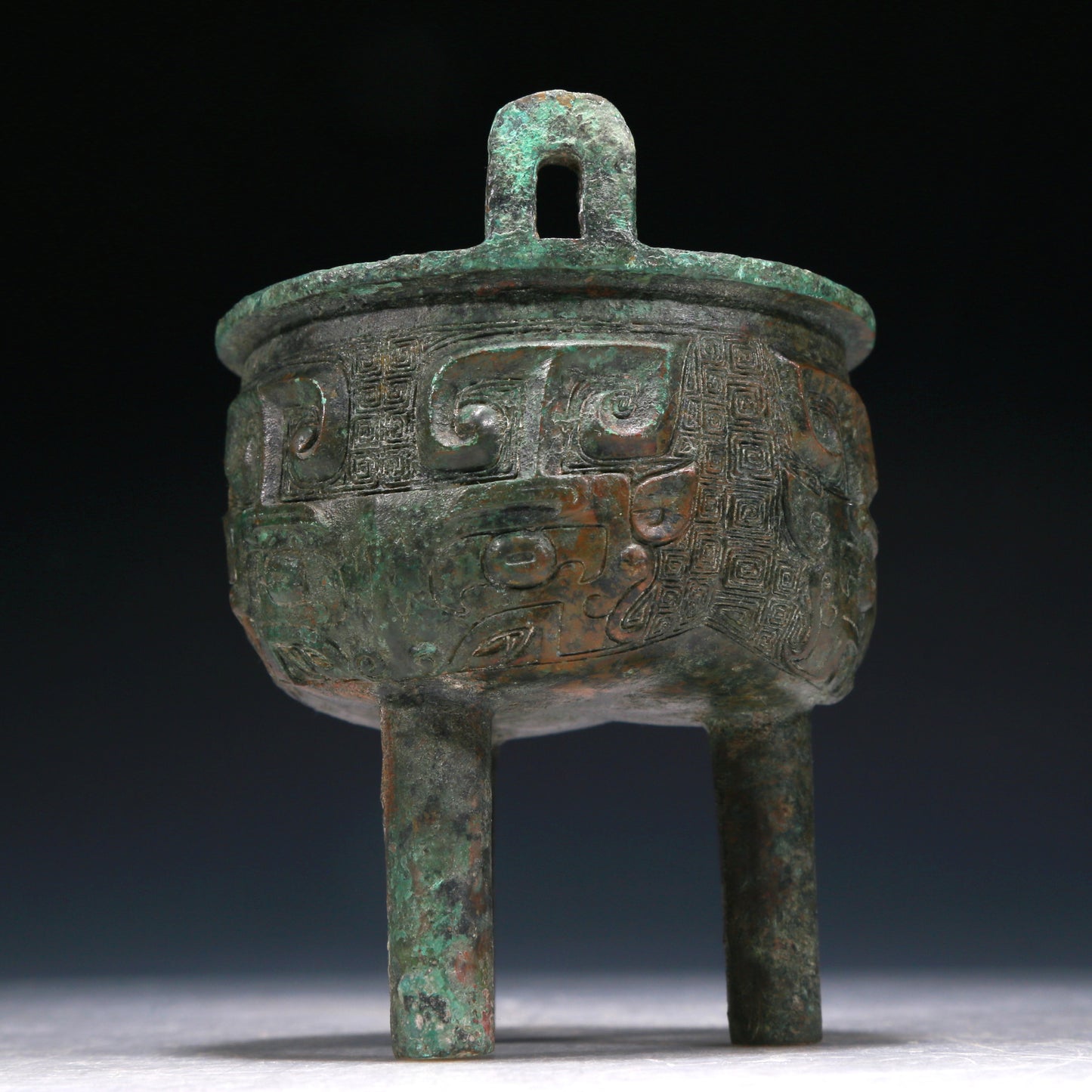 A Wonderful Bronze 'Animal Mask' Tripod Censer With Inscriptions