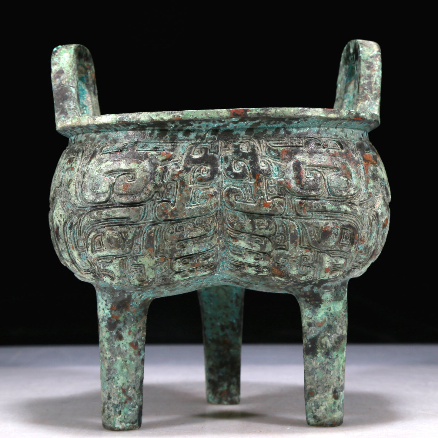 A Wonderful Bronze 'Animal Mask' Tripod Censer With Inscriptions