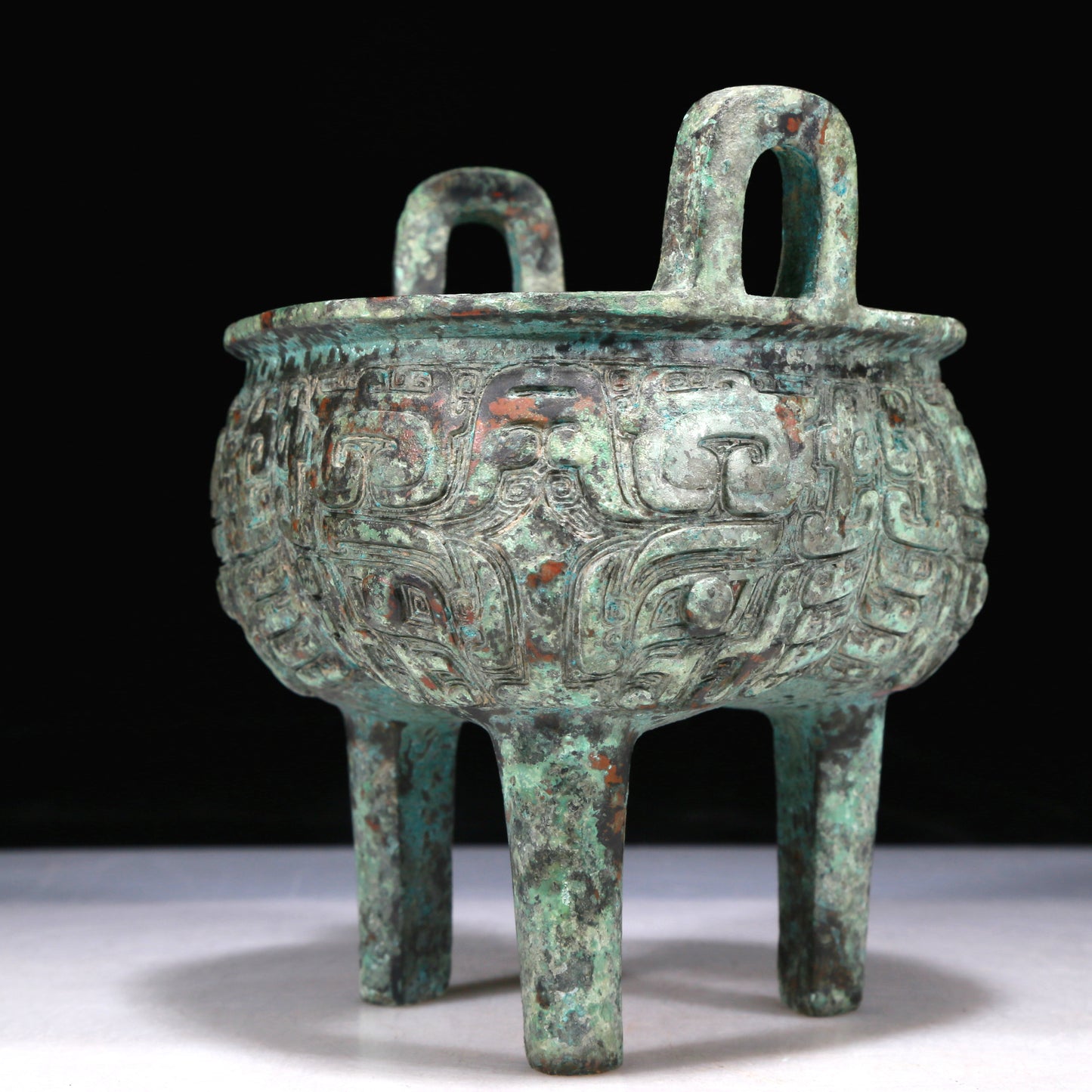 A Wonderful Bronze 'Animal Mask' Tripod Censer With Inscriptions