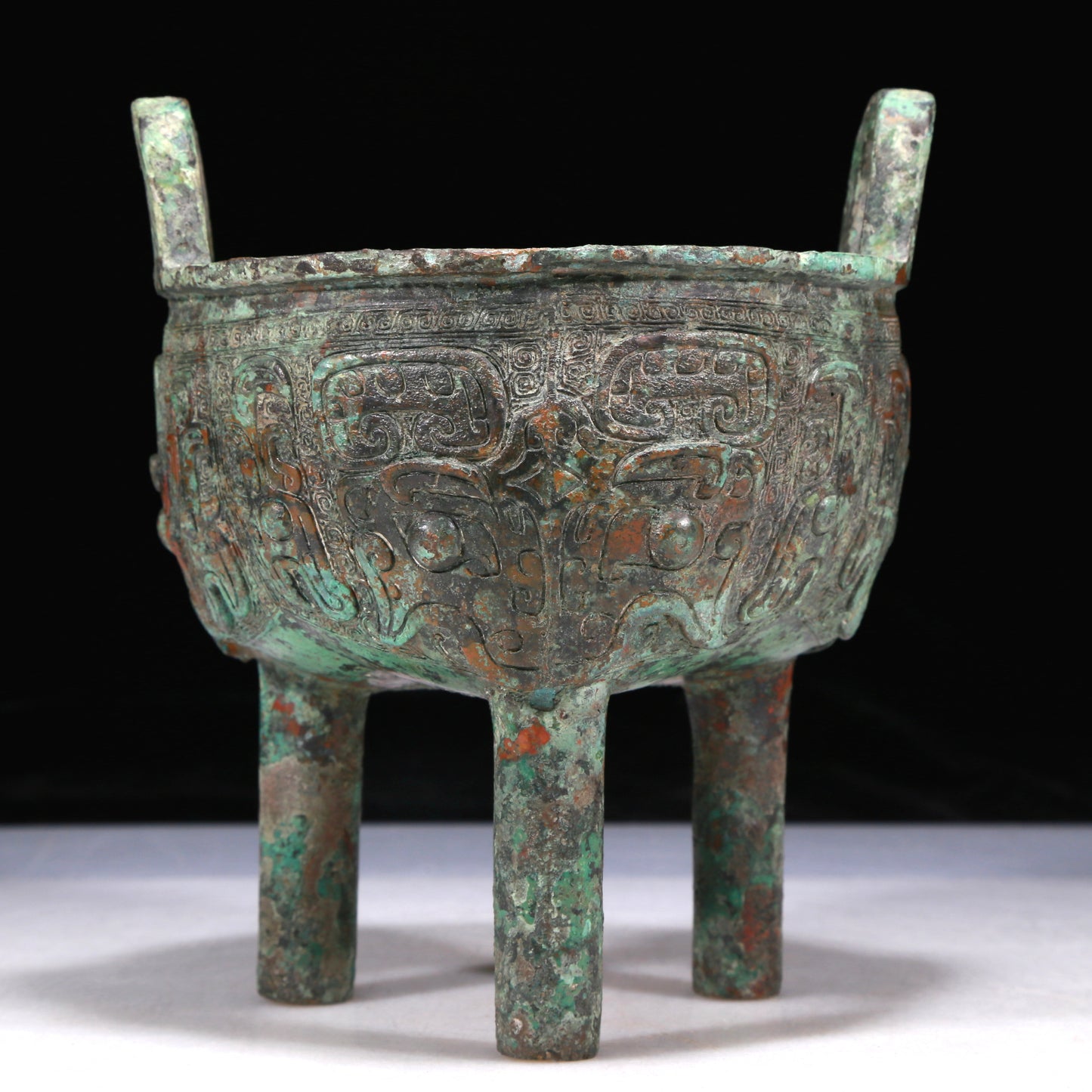 A Wonderful Bronze 'Animal Mask' Tripod Censer With Inscriptions