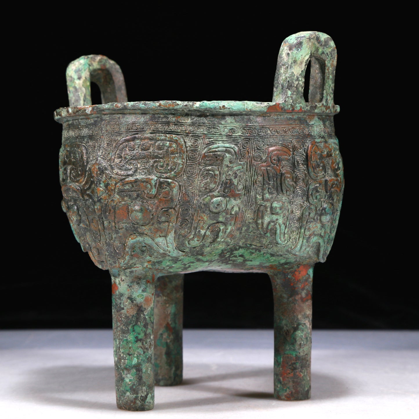 A Wonderful Bronze 'Animal Mask' Tripod Censer With Inscriptions