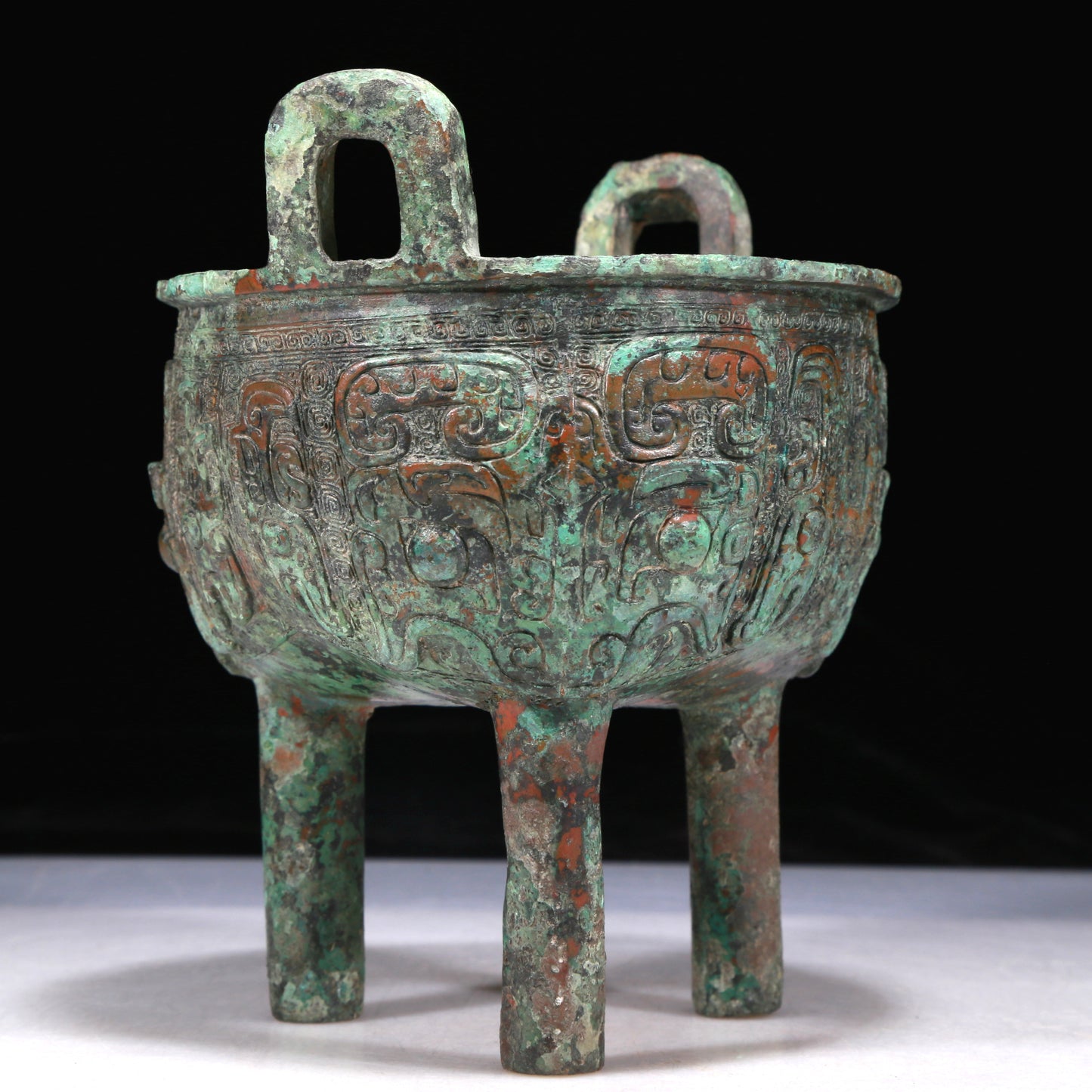 A Wonderful Bronze 'Animal Mask' Tripod Censer With Inscriptions