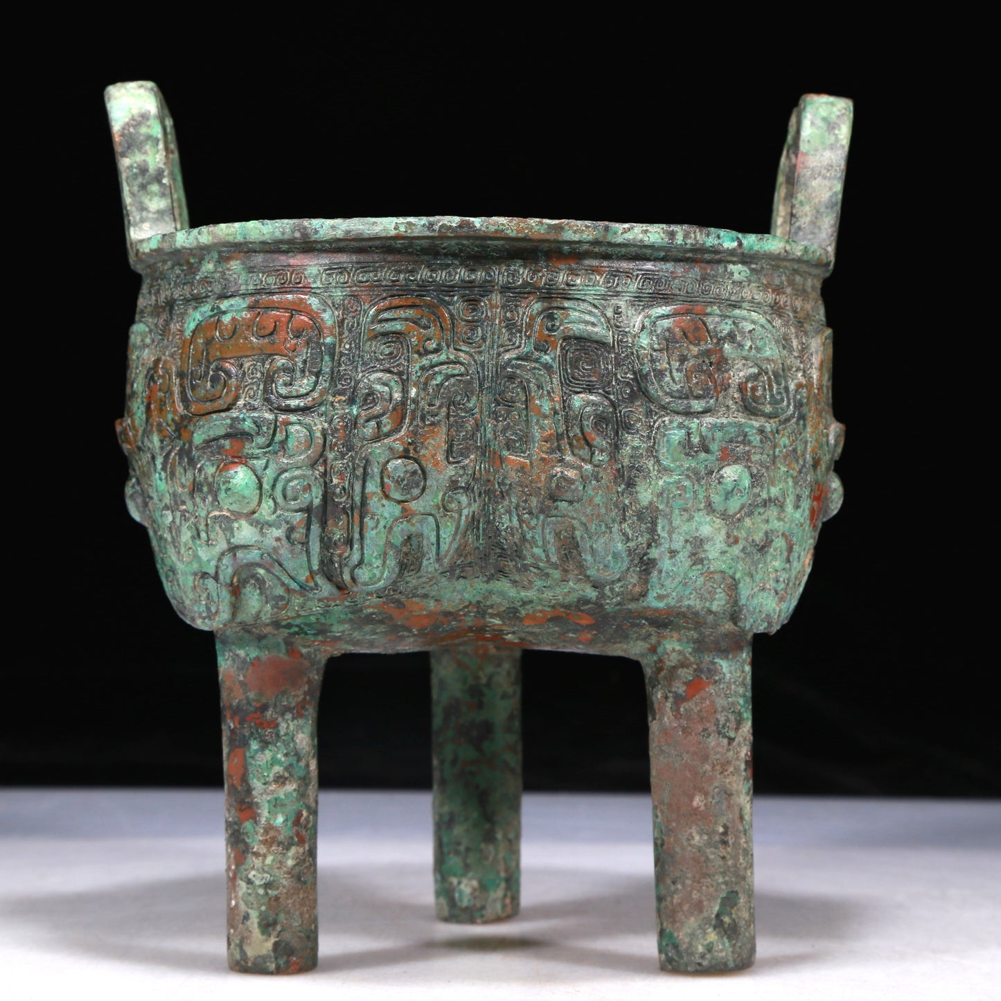 A Wonderful Bronze 'Animal Mask' Tripod Censer With Inscriptions