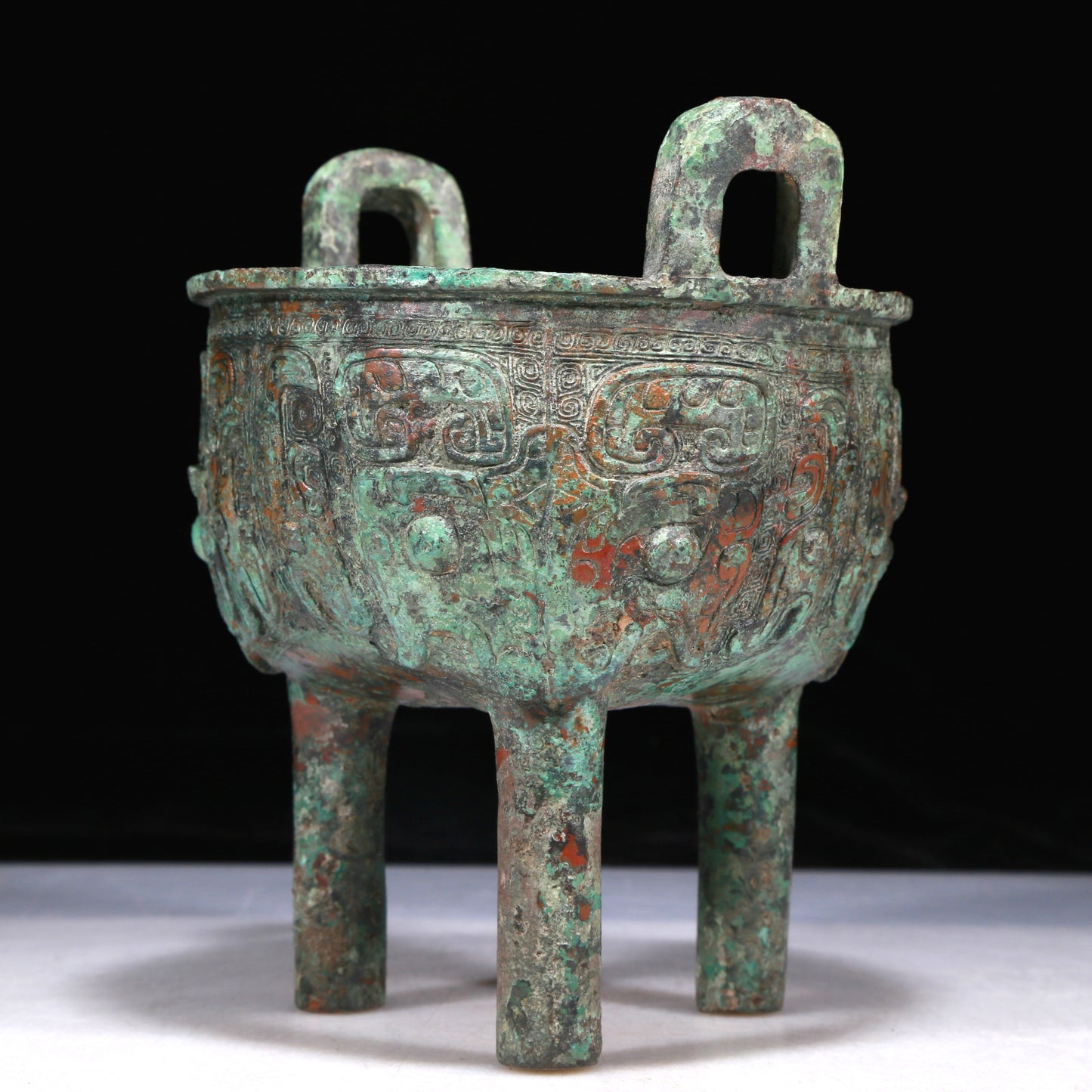 A Wonderful Bronze 'Animal Mask' Tripod Censer With Inscriptions