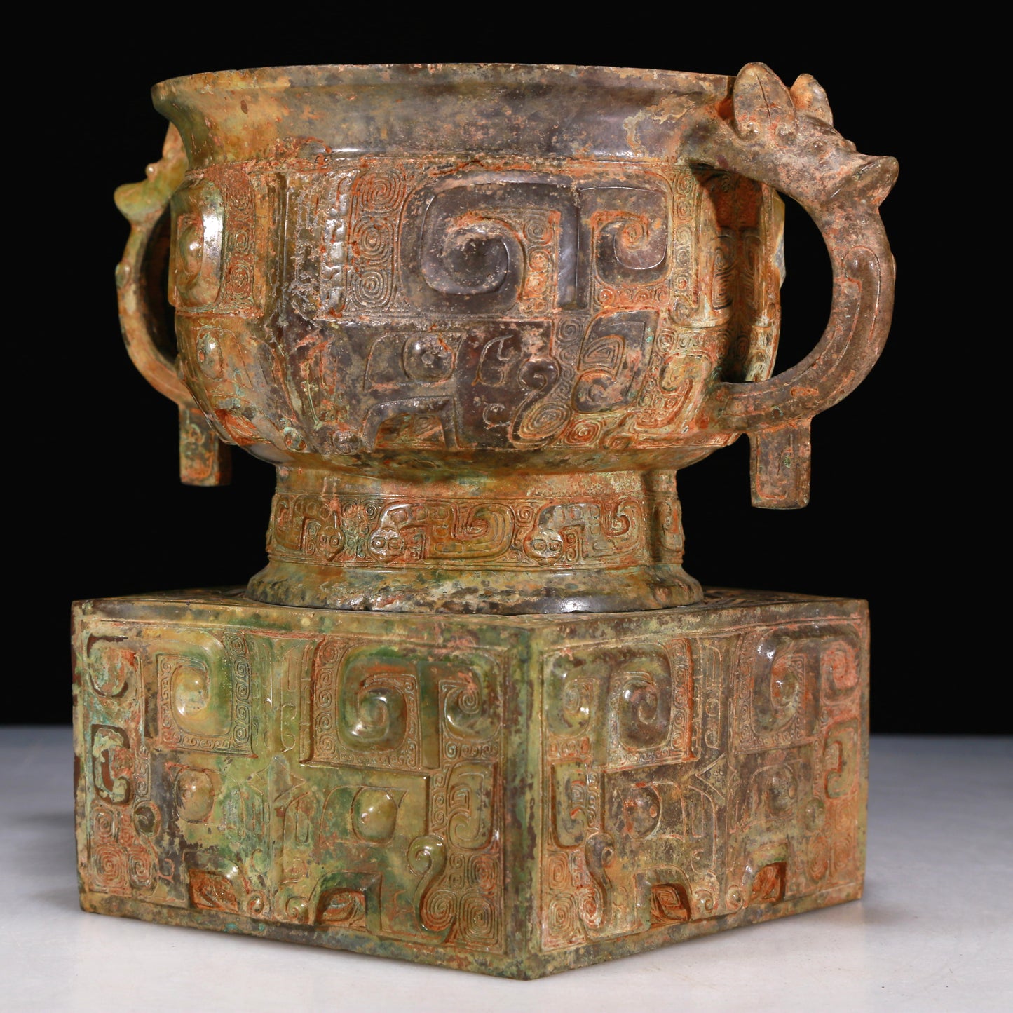 A Wonderful Bronze 'Animal Mask' Censer With Inscriptions