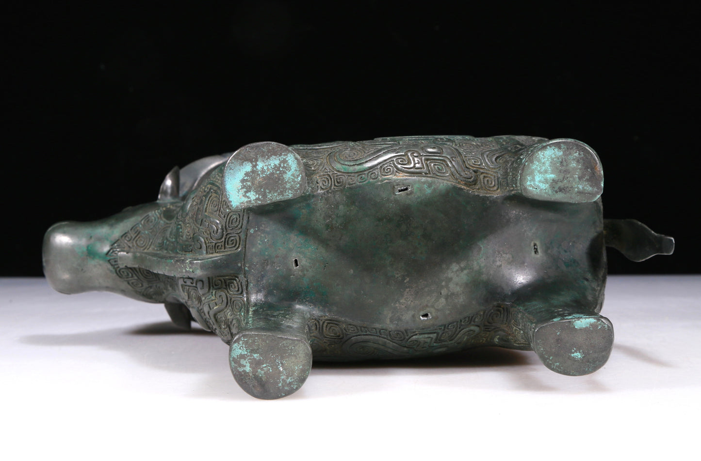 A Wonderful Bronze Auspicious Beast-Form Jar With Inscriptions