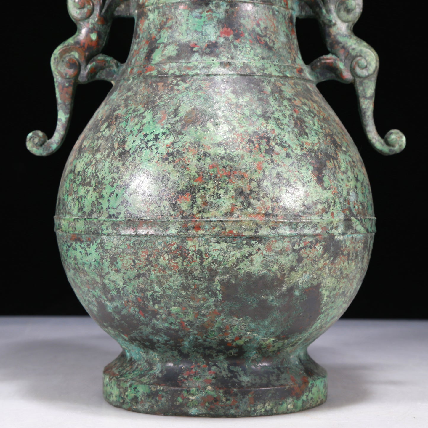 A Wonderful Bronze Dragon-Handled Vase And Cover