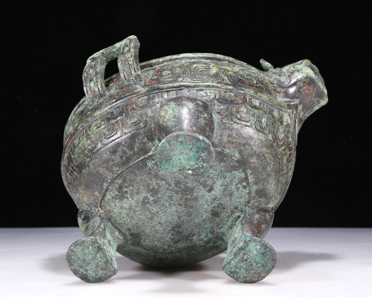 A Wonderful Bronze 'Auspicious Beast' Tripod Censer And Cover With Inscriptions