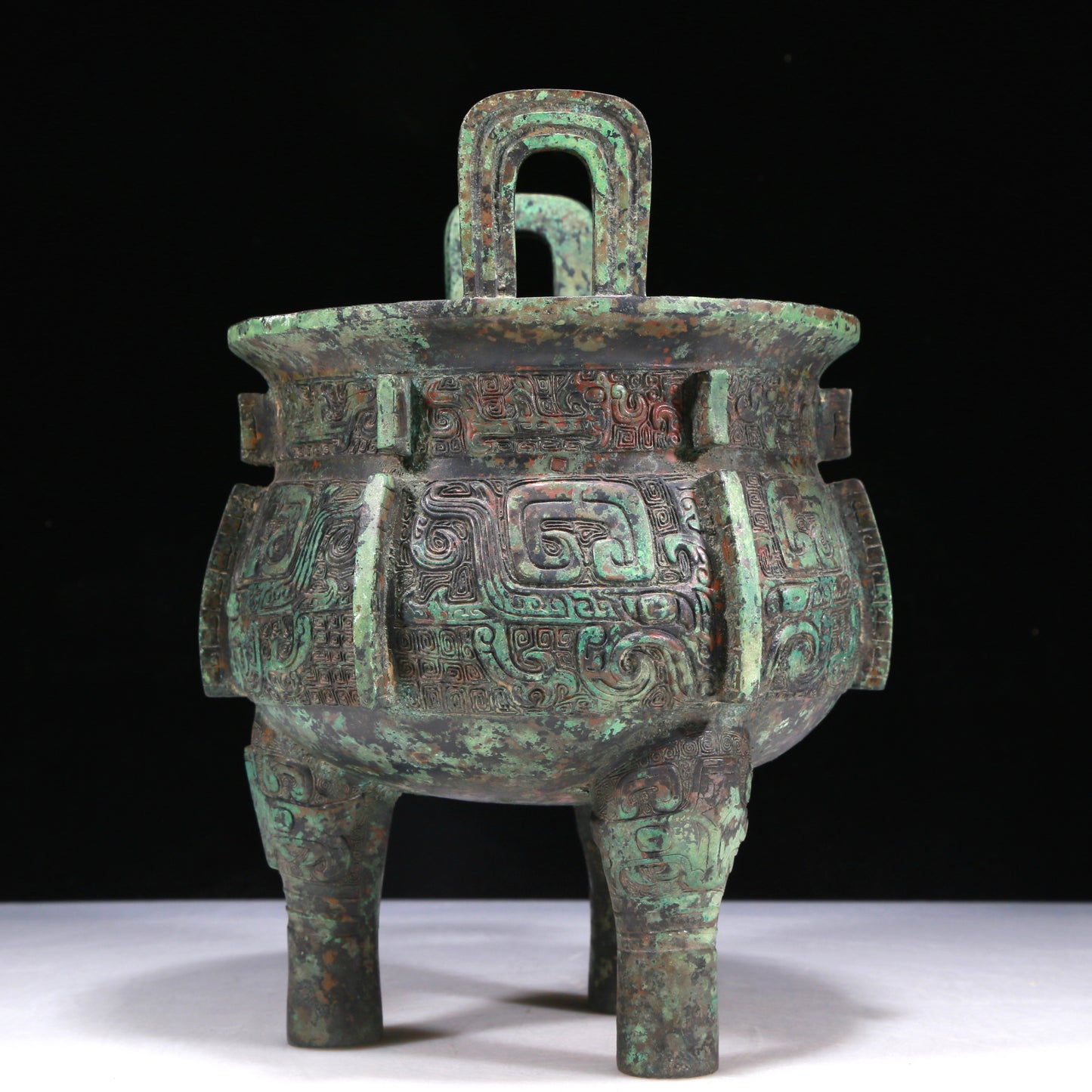 A Wonderful Bronze 'Animal Mask' Tripod Censer With Inscriptions