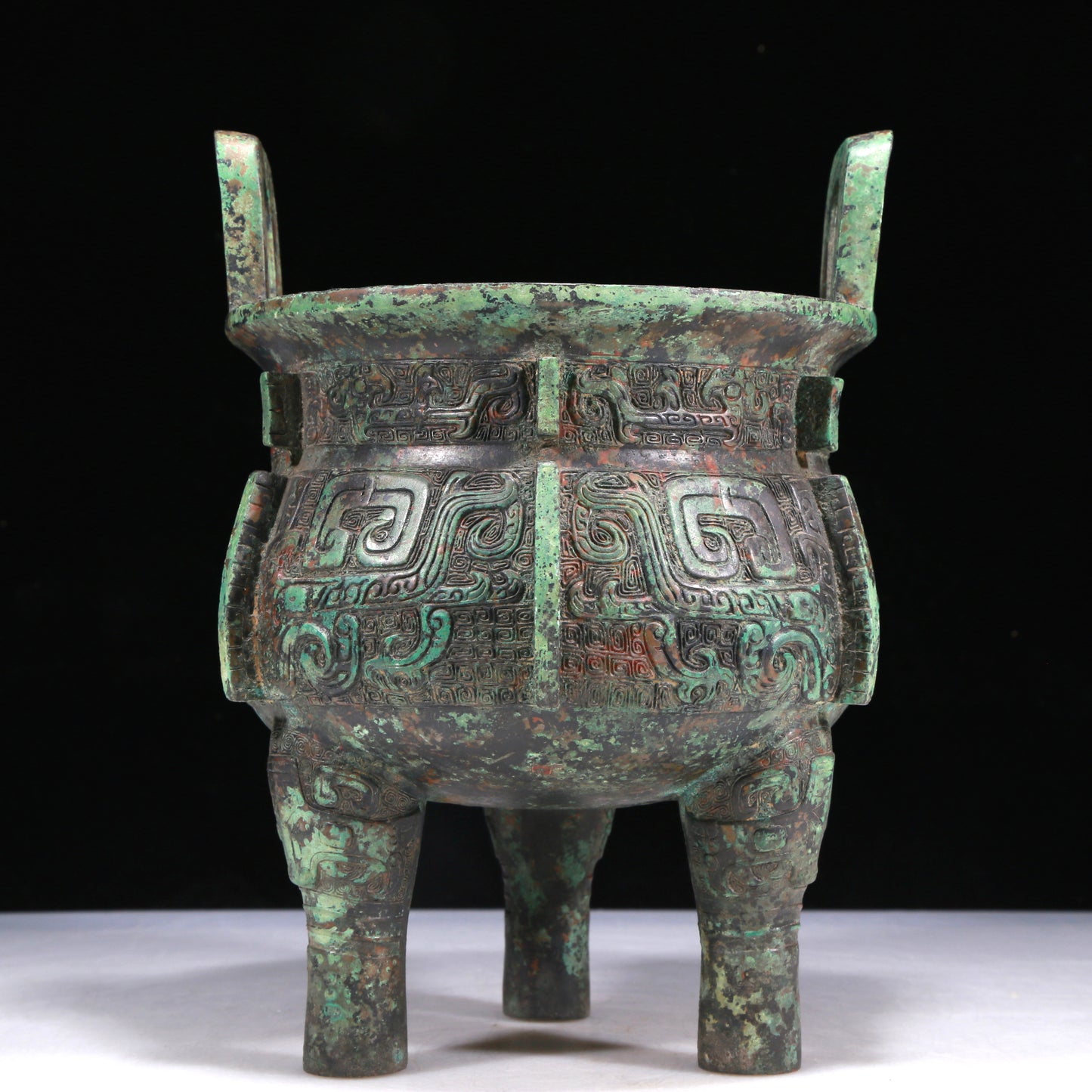 A Wonderful Bronze 'Animal Mask' Tripod Censer With Inscriptions