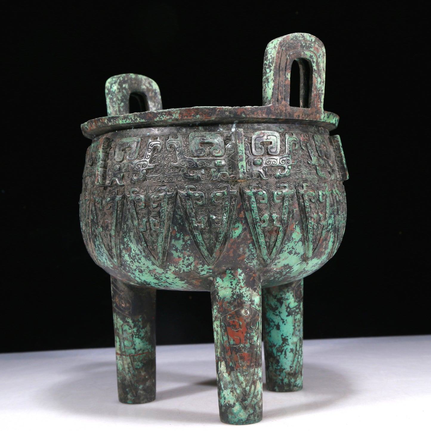 A Wonderful Bronze 'Animal Mask' Tripod Censer With Inscriptions