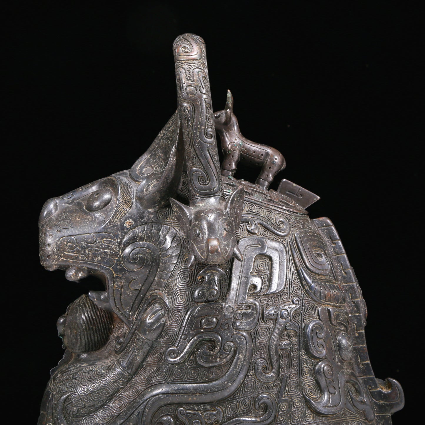 An Excellent Bronze Auspicious Beast-Form Jar With Inscriptions