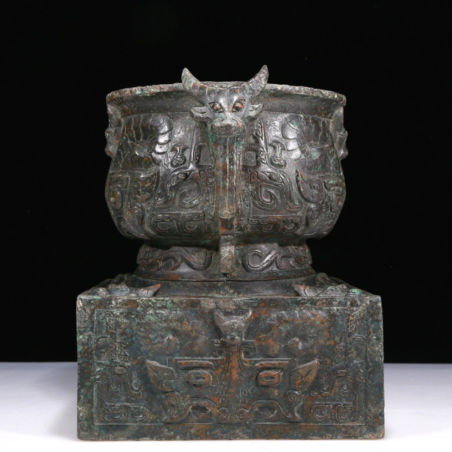 An Excellent Bronze 'Animal Mask' Censer With Inscriptions