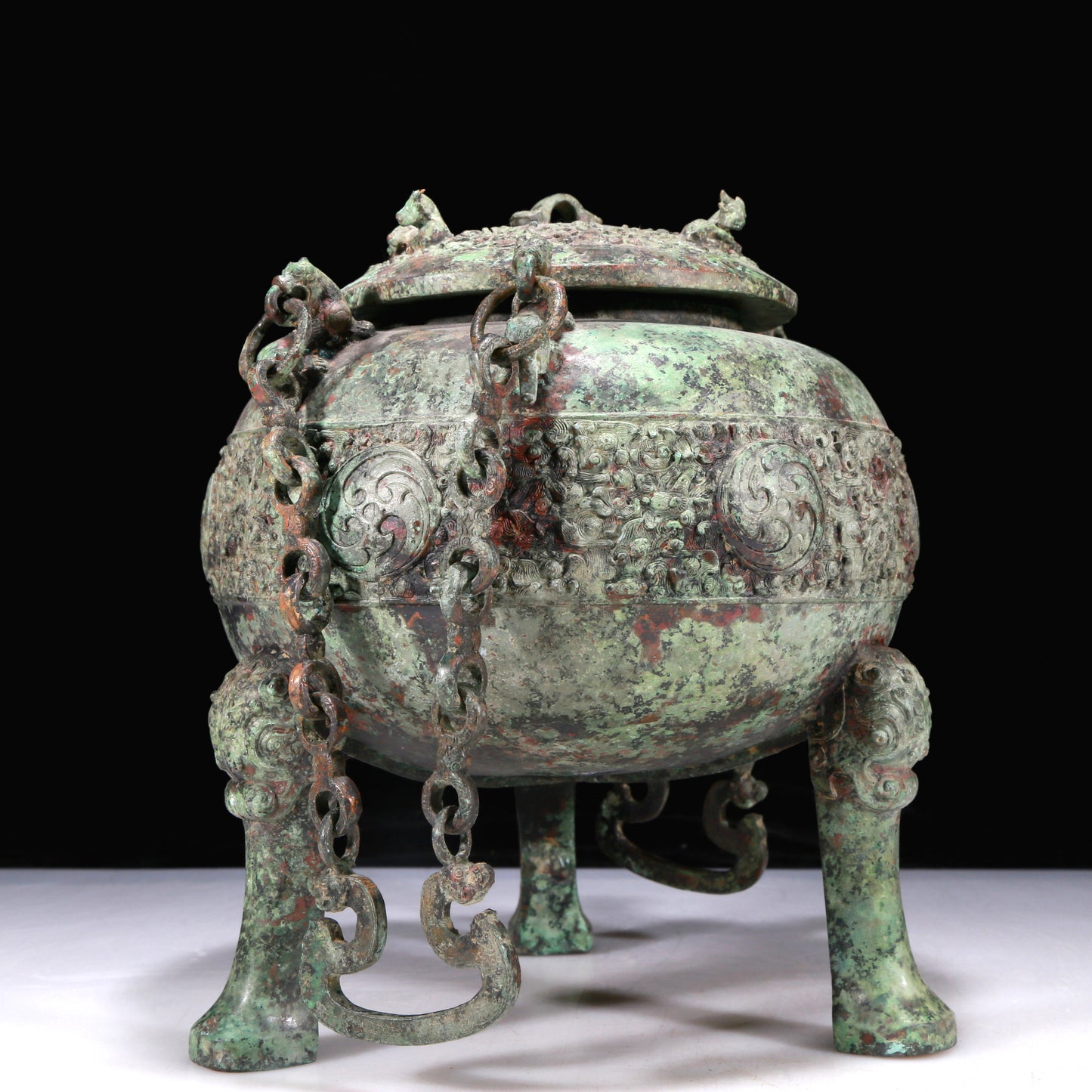 An Excellent Bronze 'Auspicious Beast' Tripod Jar With Inscriptions