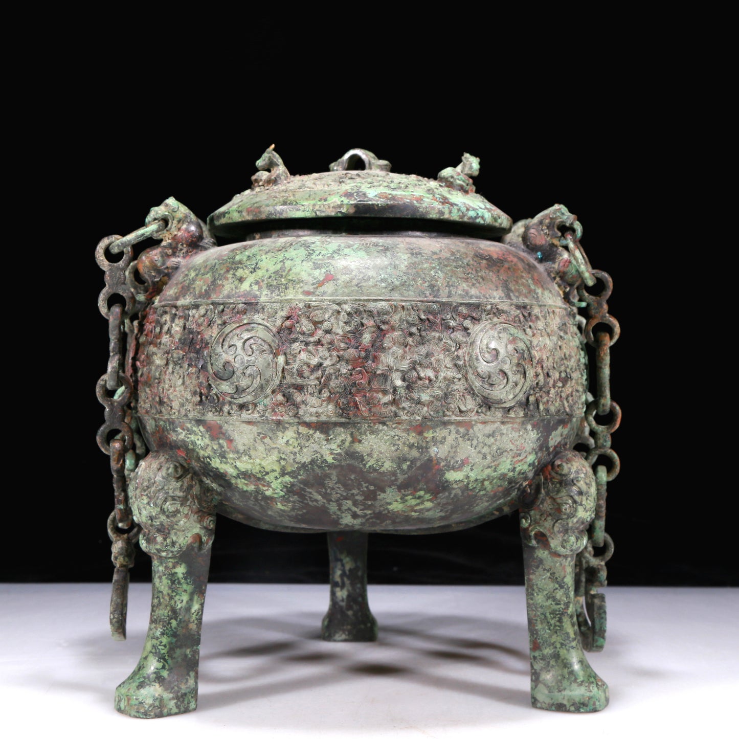 An Excellent Bronze 'Auspicious Beast' Tripod Jar With Inscriptions