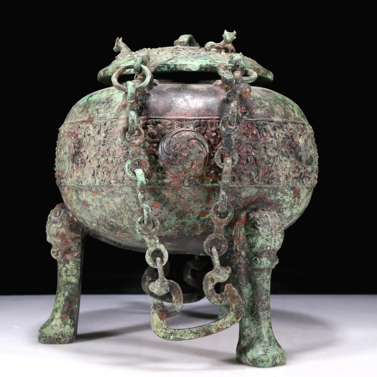An Excellent Bronze 'Auspicious Beast' Tripod Jar With Inscriptions