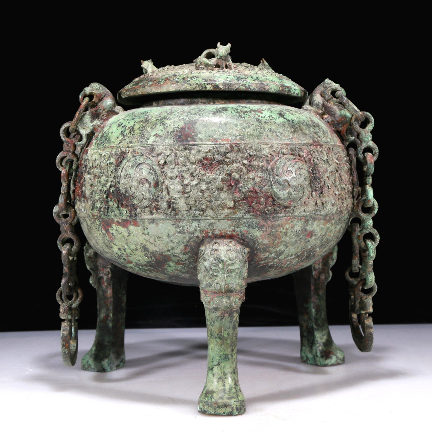 An Excellent Bronze 'Auspicious Beast' Tripod Jar With Inscriptions