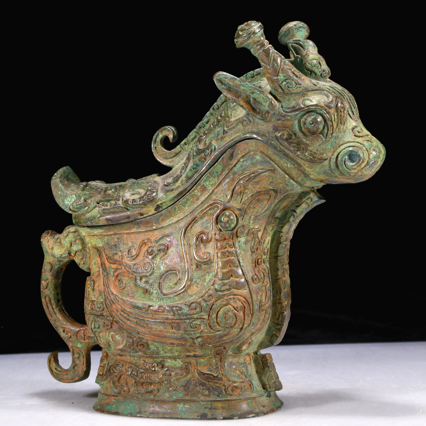 An Excellent Bronze 'Auspicious Beast' Ewer With Inscriptions