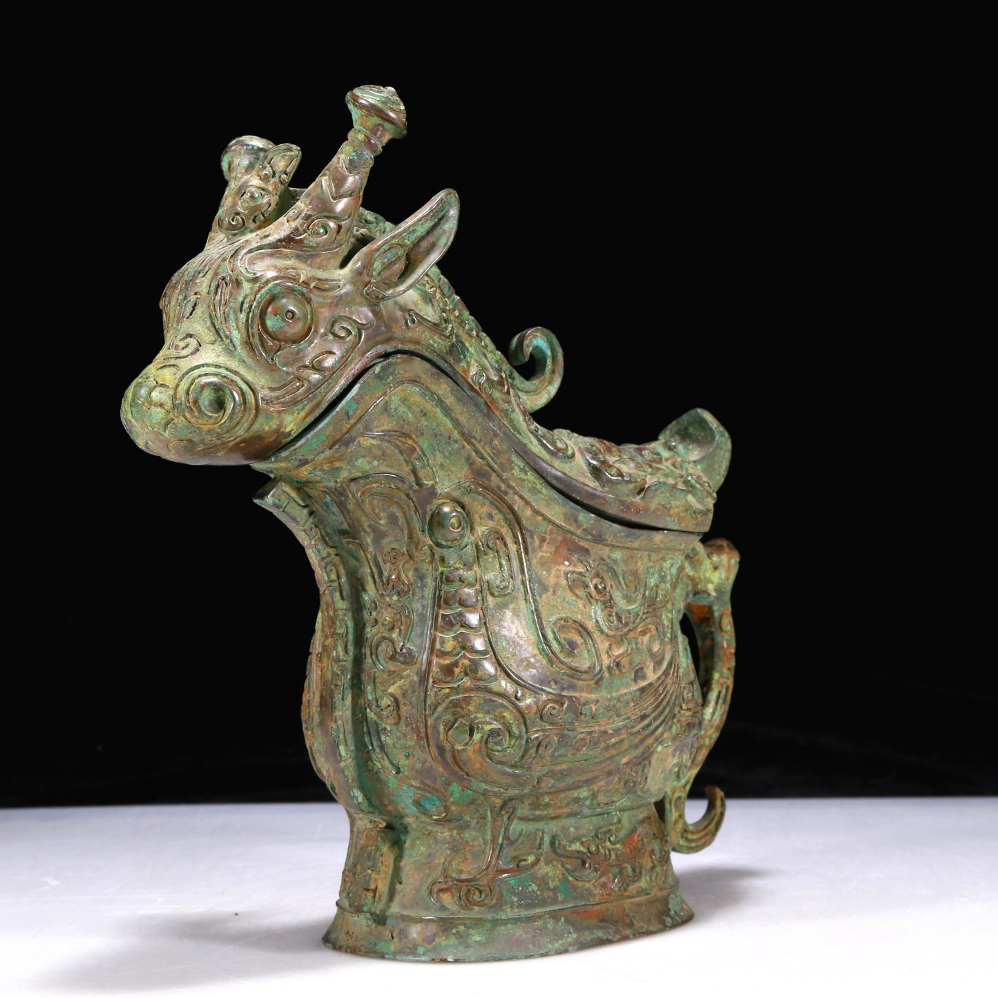 An Excellent Bronze 'Auspicious Beast' Ewer With Inscriptions