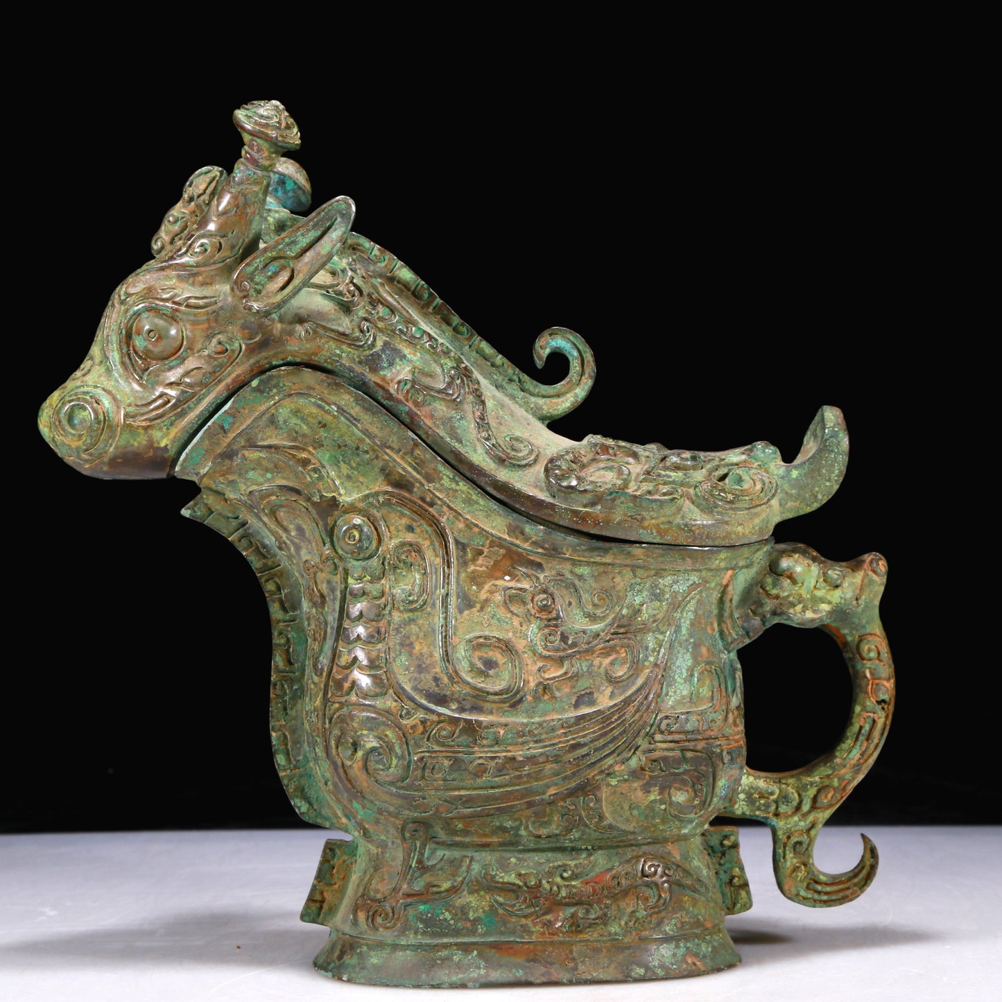 An Excellent Bronze 'Auspicious Beast' Ewer With Inscriptions