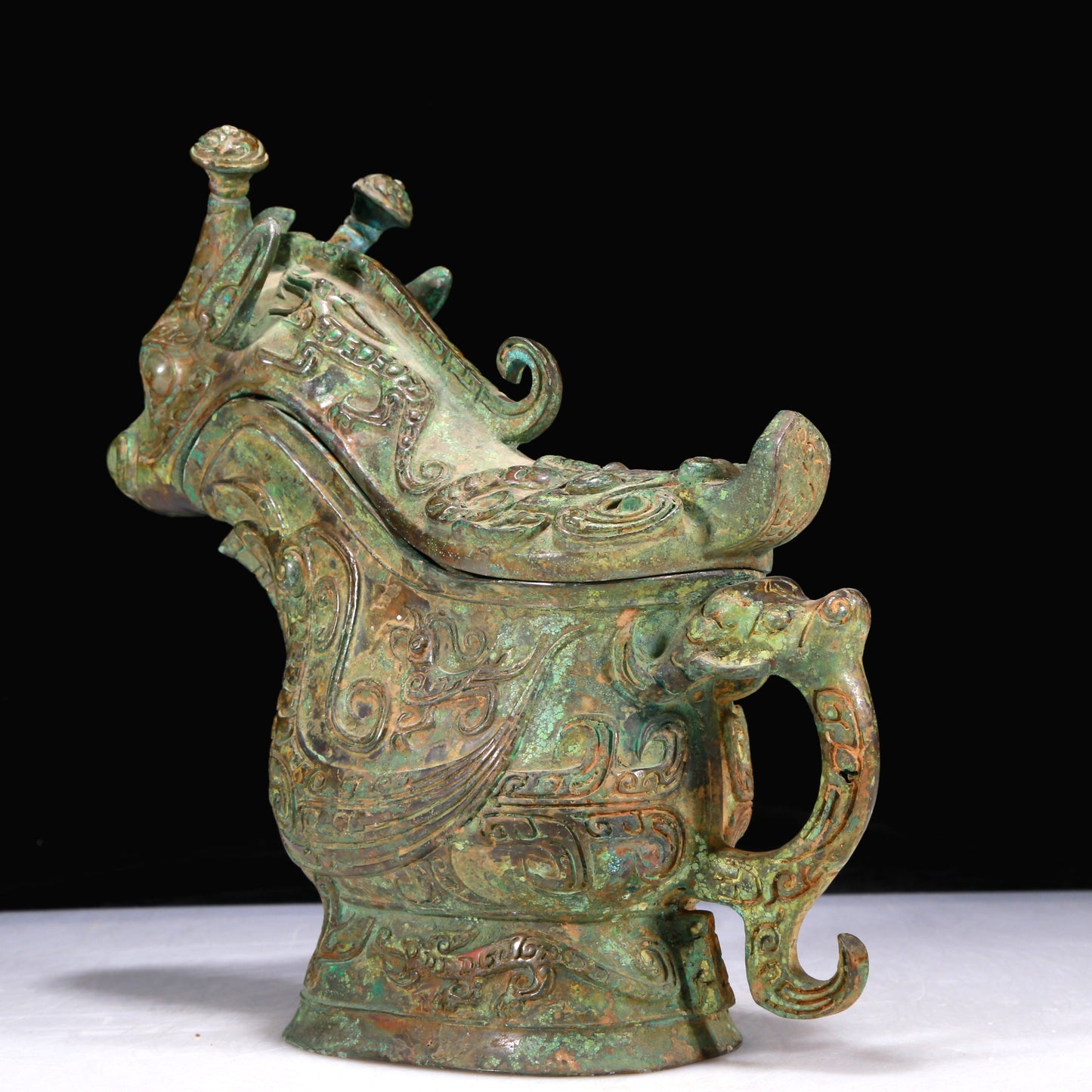 An Excellent Bronze 'Auspicious Beast' Ewer With Inscriptions