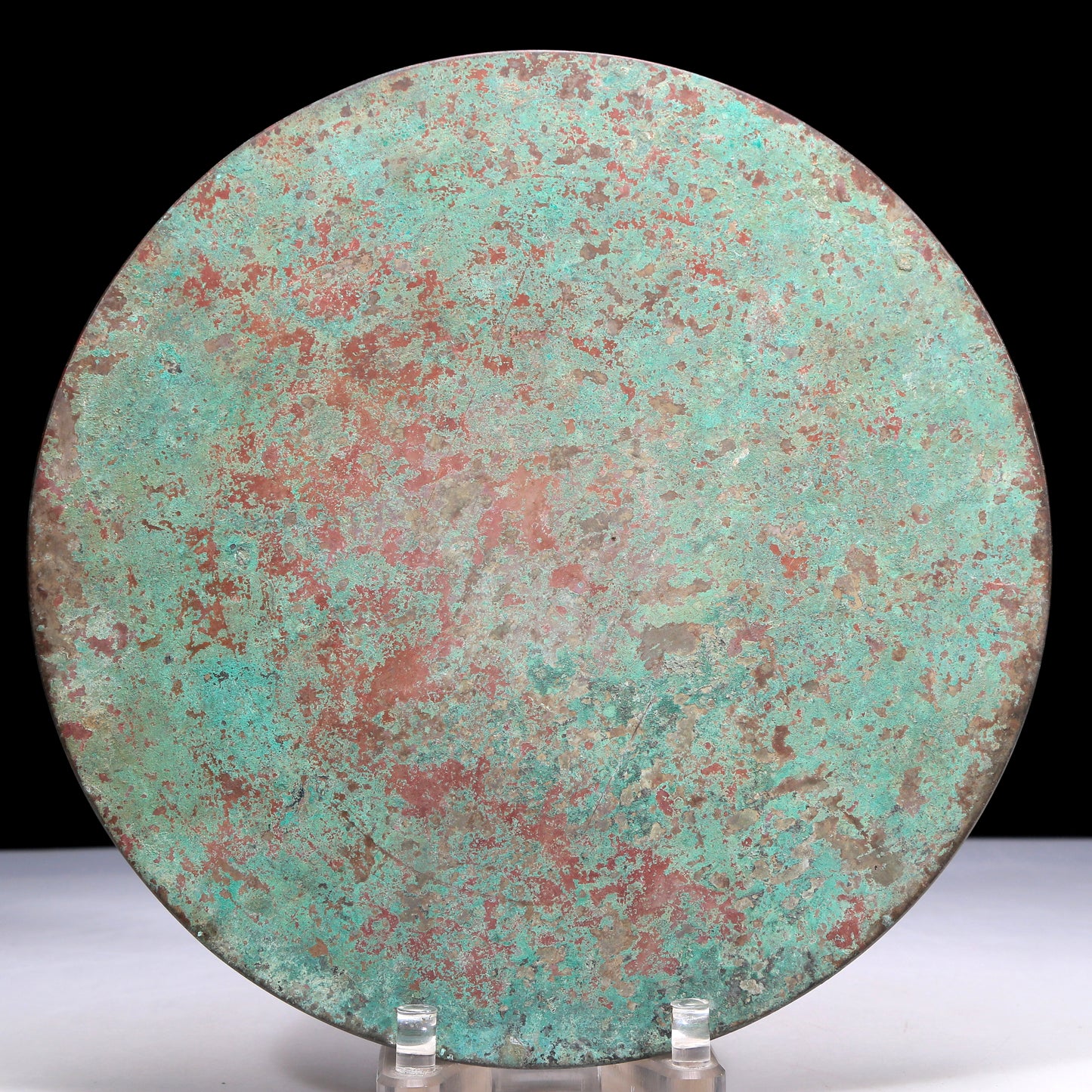 An Archaic Circular Bronze Turquoise& Gold-Inlaid 'Auspicious Beast' Mirror With Inscriptions
