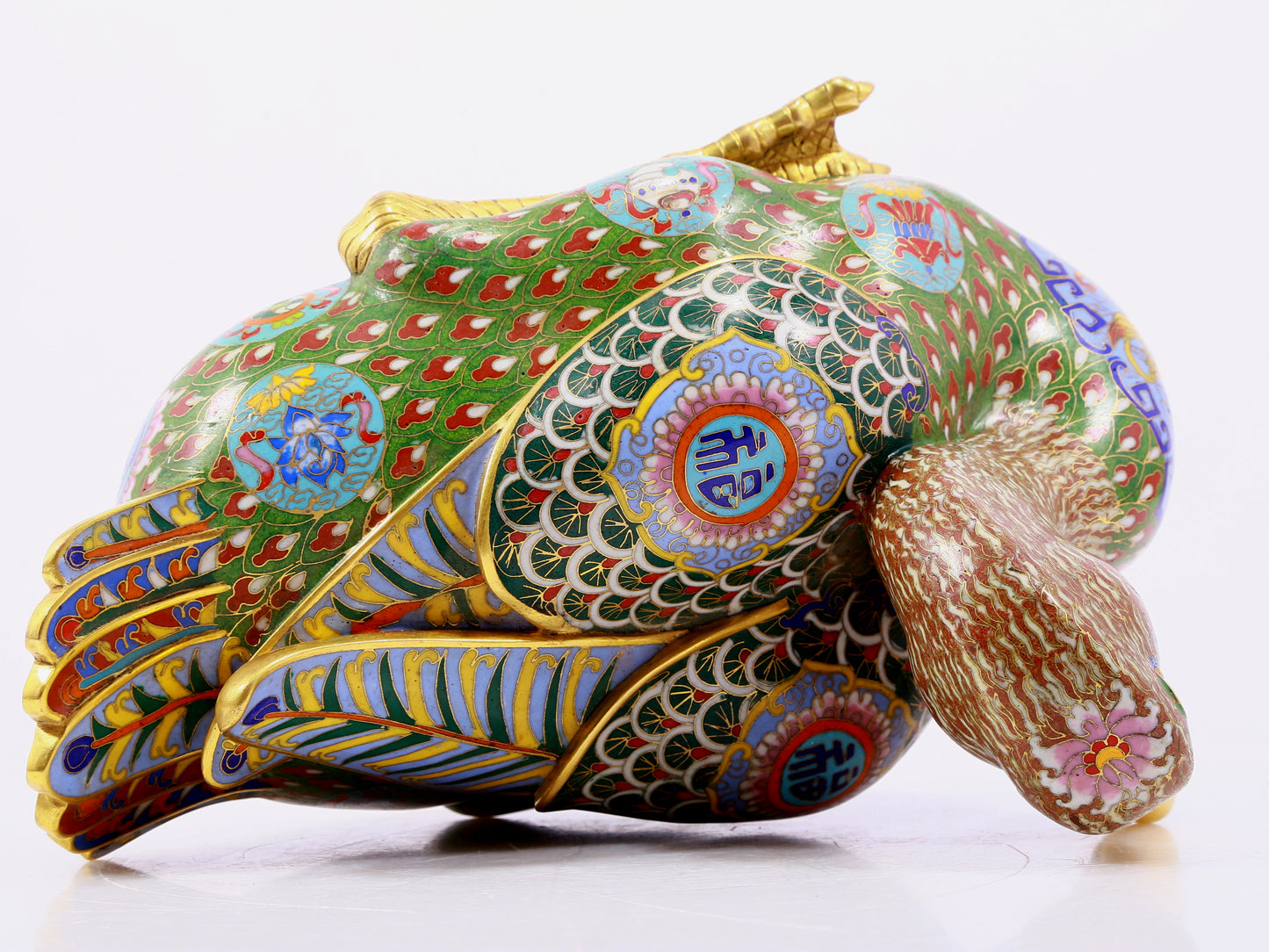 Pair of cloisonné duck ornaments