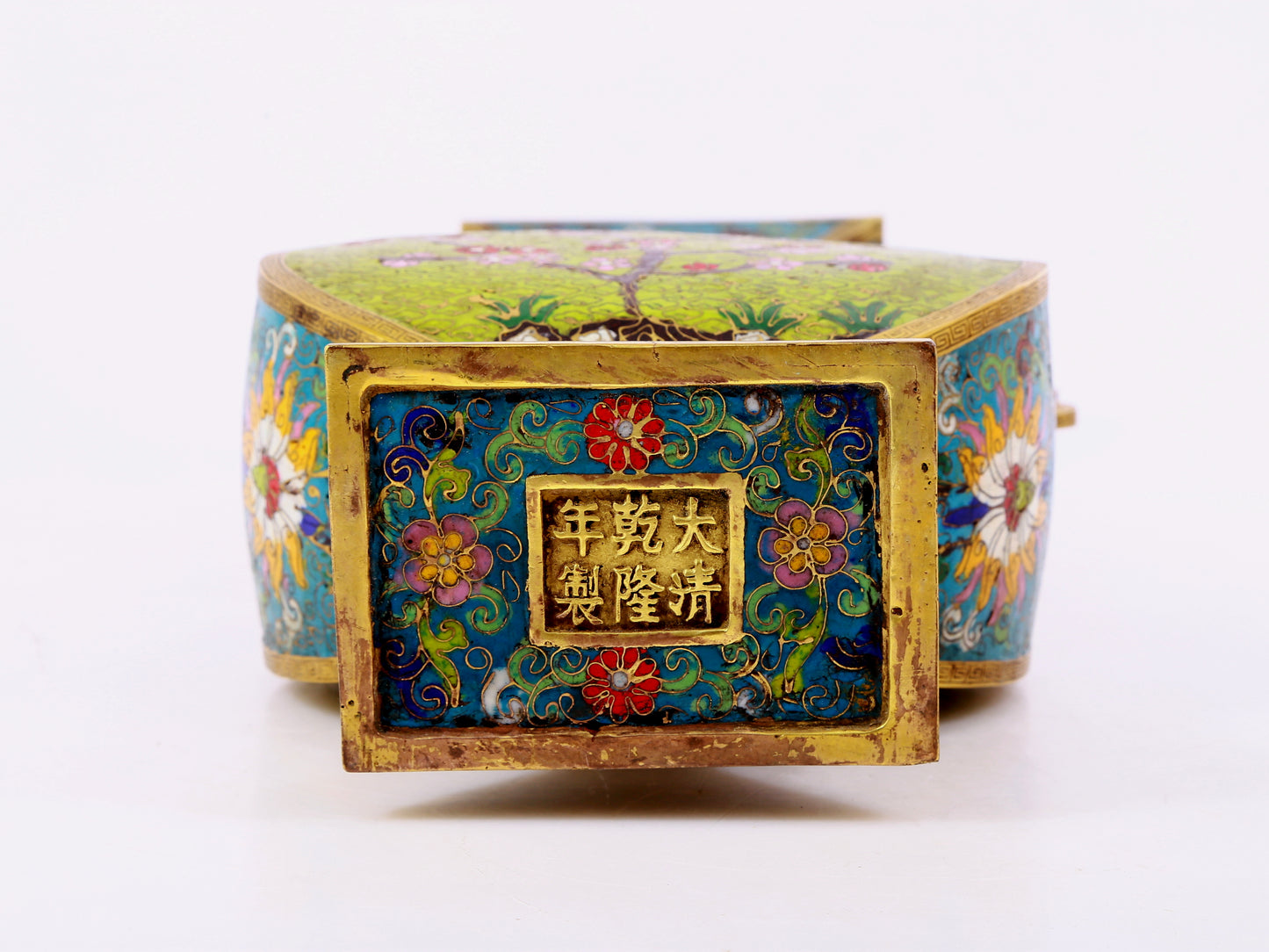 A pair of cloisonné flower and bird pattern amphora